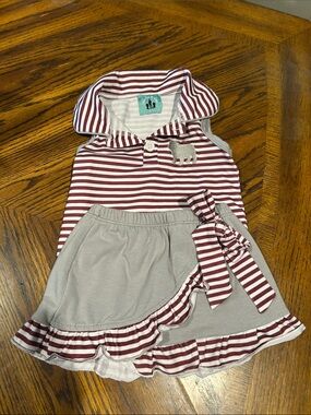Striped Hooded Dress with bulldawg Appliqué